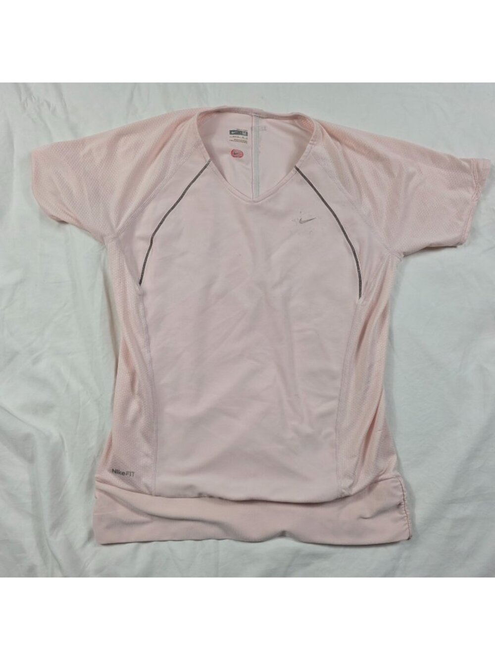 Nike Womens Sphere Dry Running Top M Lotus Pink V Neck Short Sleeve 276551-642